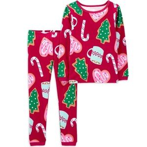 NWOT Carter’s toddler 3T candy cane hot chocolate Christmas red pajama set